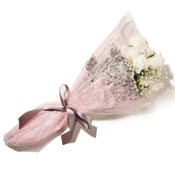 Longo's Premium Long Stem White Roses WITH FREE PREMIUM WRAP - 60 cm